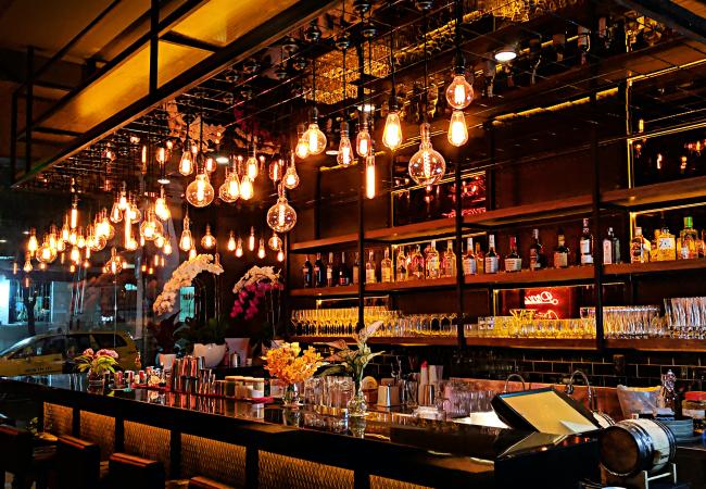 Bar with moody lighting